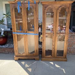 2 Curios  Cabinets with glass shelf’s GREAT DEAL.   BEAUTIFUL 