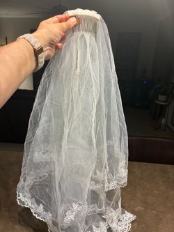 White Veil with Lace Edge