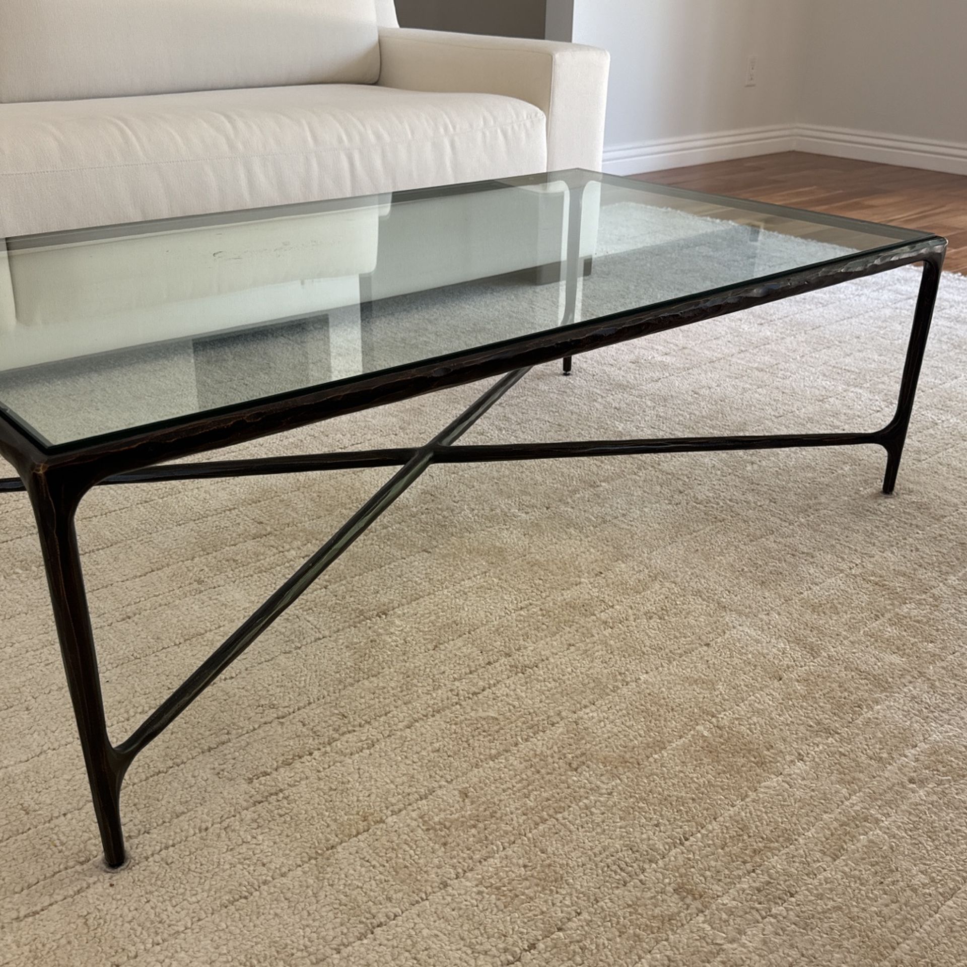 Thaddeus glass coffee table discount