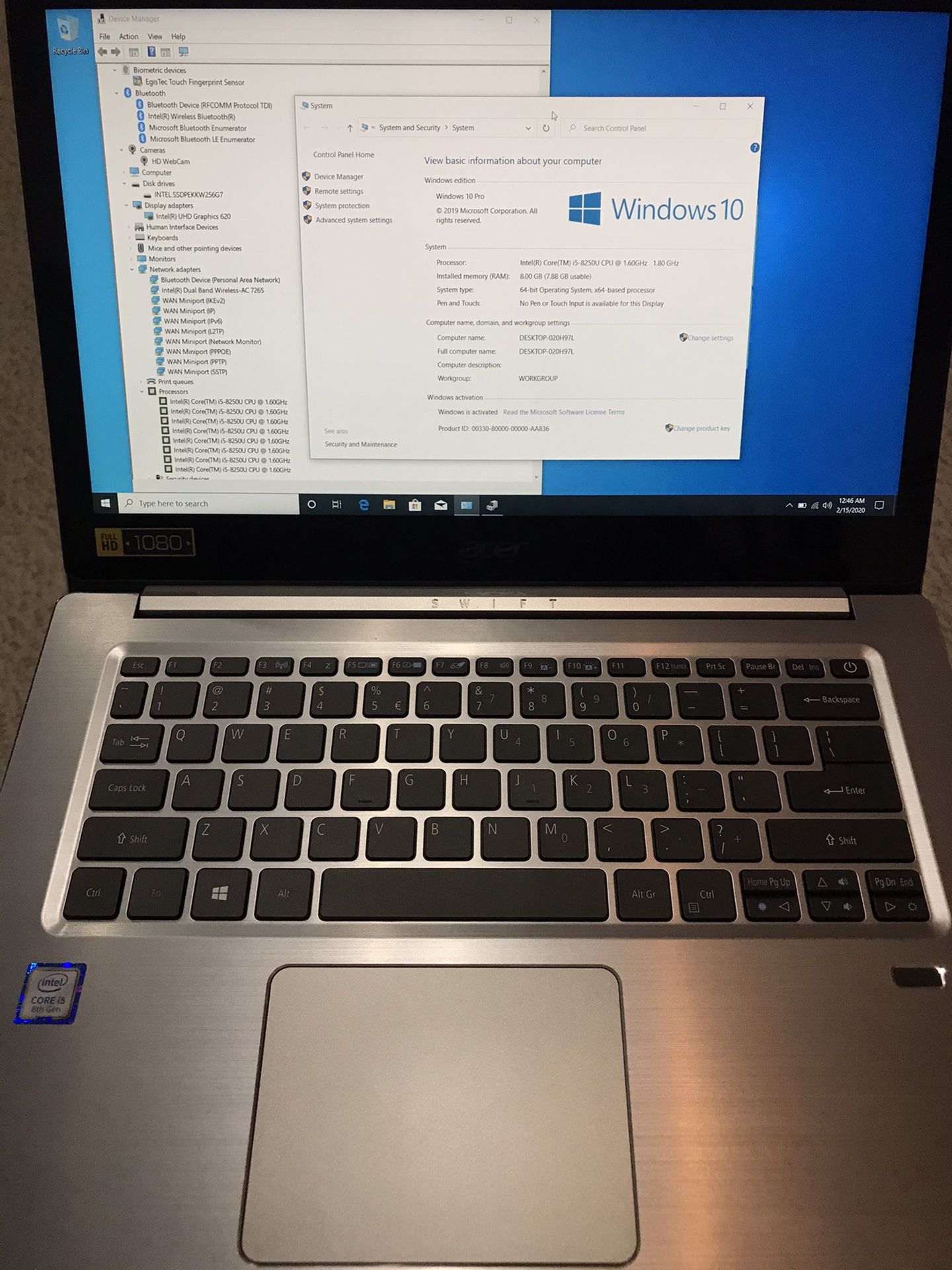 Acer Swift SF314-52-59A9 14" 1080P Ultrabook i5-8250U 8GB DDR4 256GB NVME SSD