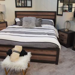 Harlinton Gray/Charcoal Panel Bedroom Set (Queen and King Bed Frame