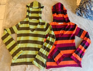 Sweaters….New Designer Striped Merino Light wool Hoody’s Junior Size Small$35 Each 