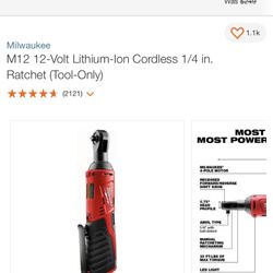 M12 12-Volt Lithium-Ion Cordless 1/4 in. Ratchet (Tool-Only)
