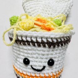 Ramen noodles cup Crochet Doll PLUSH STuffed Amigurumi handmade figure NEW