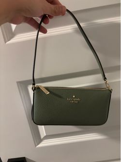 Kate Spade Juliette Convertible Wristlet (Style #KM512) in “Cedar Stain” (a sage/olive green pebbled leather).