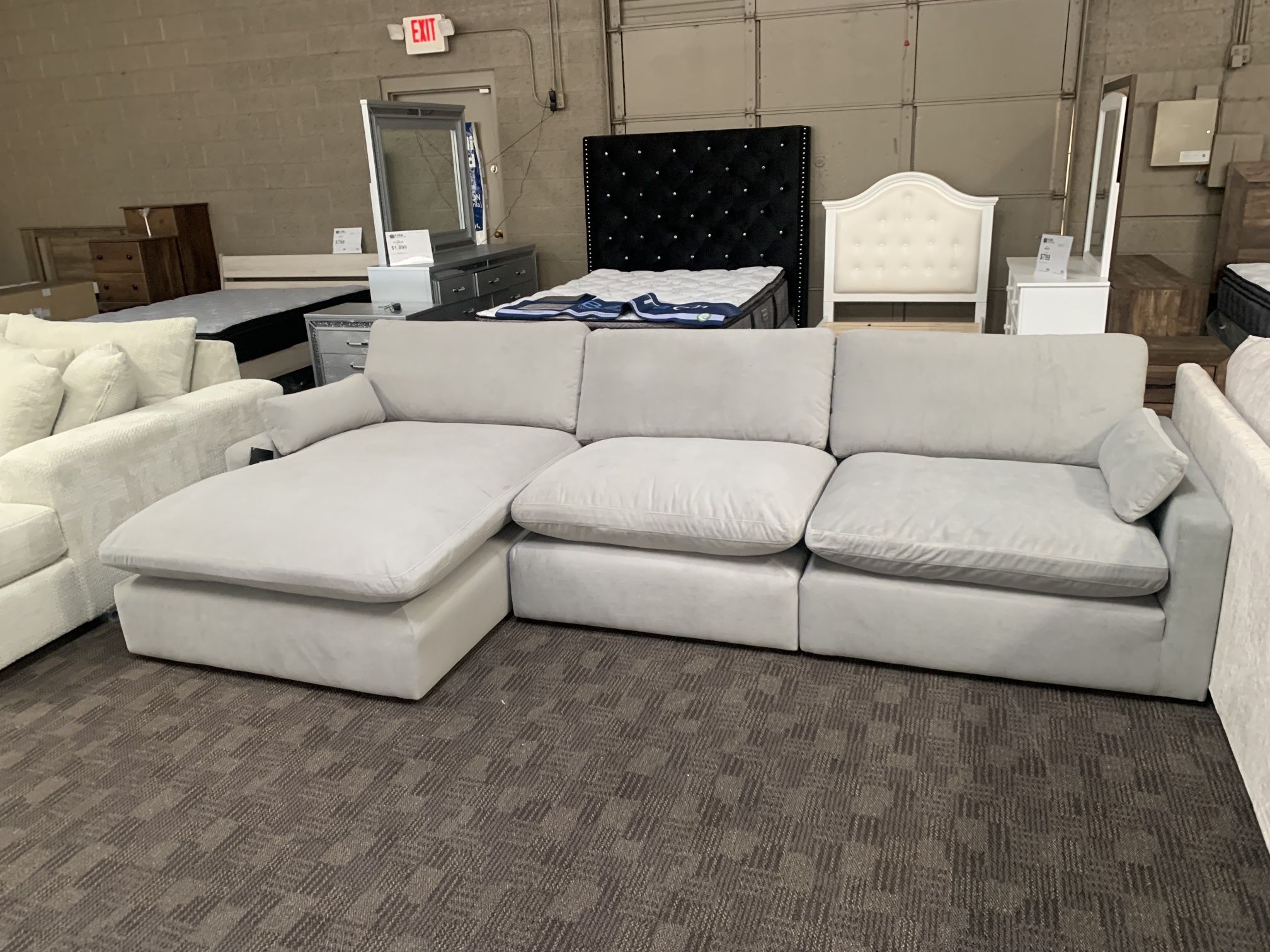 Grey Cloud Feather Sectional Couch