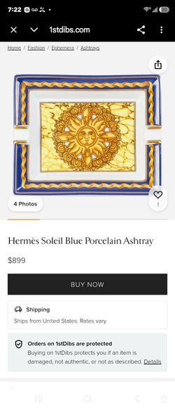 Hermès Soleil Blue Porcelain Ashtray