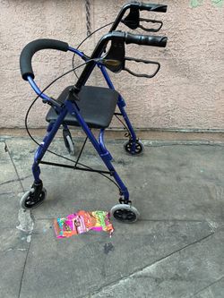 Blue 4-Wheel Rollator Walker with Seat