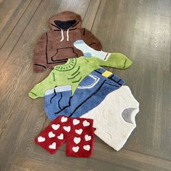 Funky Clothing Shaped Irregular Rug - Floor Art - Artsy Whimsical Colorful Maximalist Dopamine Decor