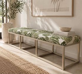 Designer Coastal Bench | Brushed Gold Statement Bench