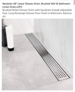 Neodrain 48" Linear Shower Drain Brushed Nickel