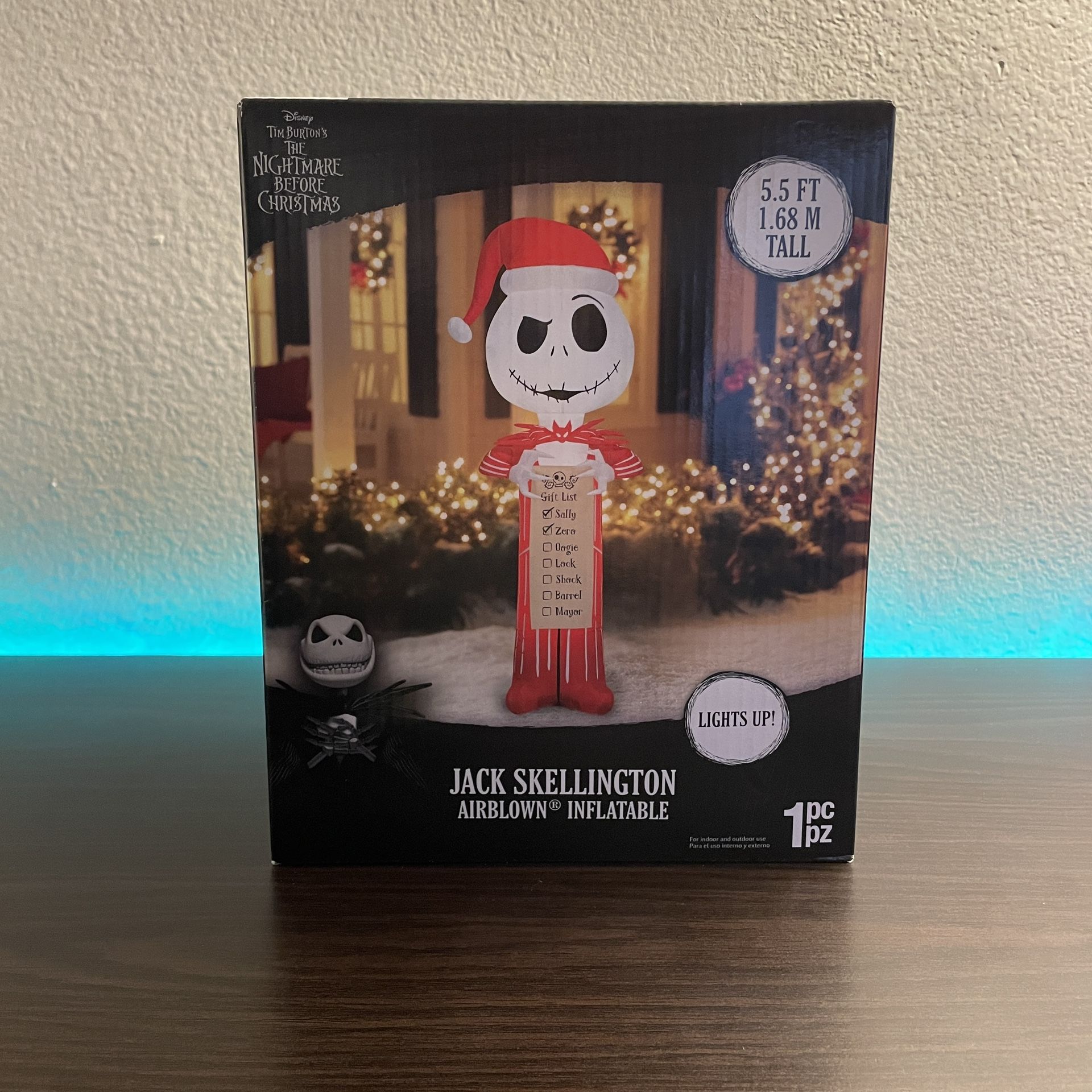 Gemmy Christmas Inflatable Jack Skellington with Wish List 5.5 foot New In Box