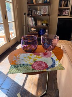 2 Hand Blown Bowls + Decorative Tray
