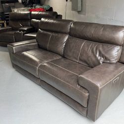 Olsen Brown Leather Reclining 2 & 3 Seater Sofa