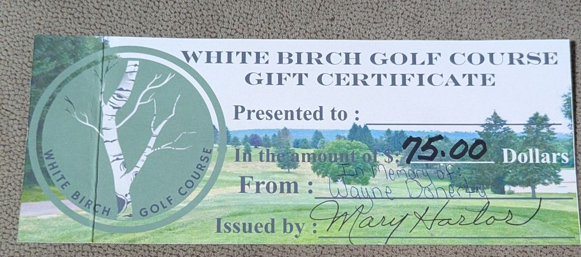 $75 White Birch Golf Course Gift Certificate