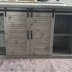Hillsdale Gray Tv Stand With Sliding Barn Doors