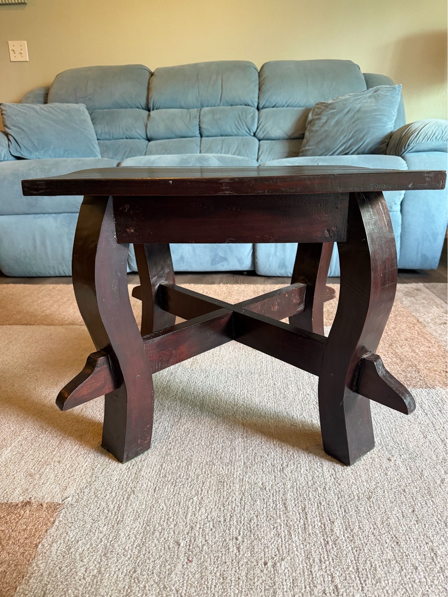 Two brown side tables