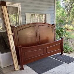 King Bed Frame Complete With Headboard. Footboard Side Rails And Support Slats