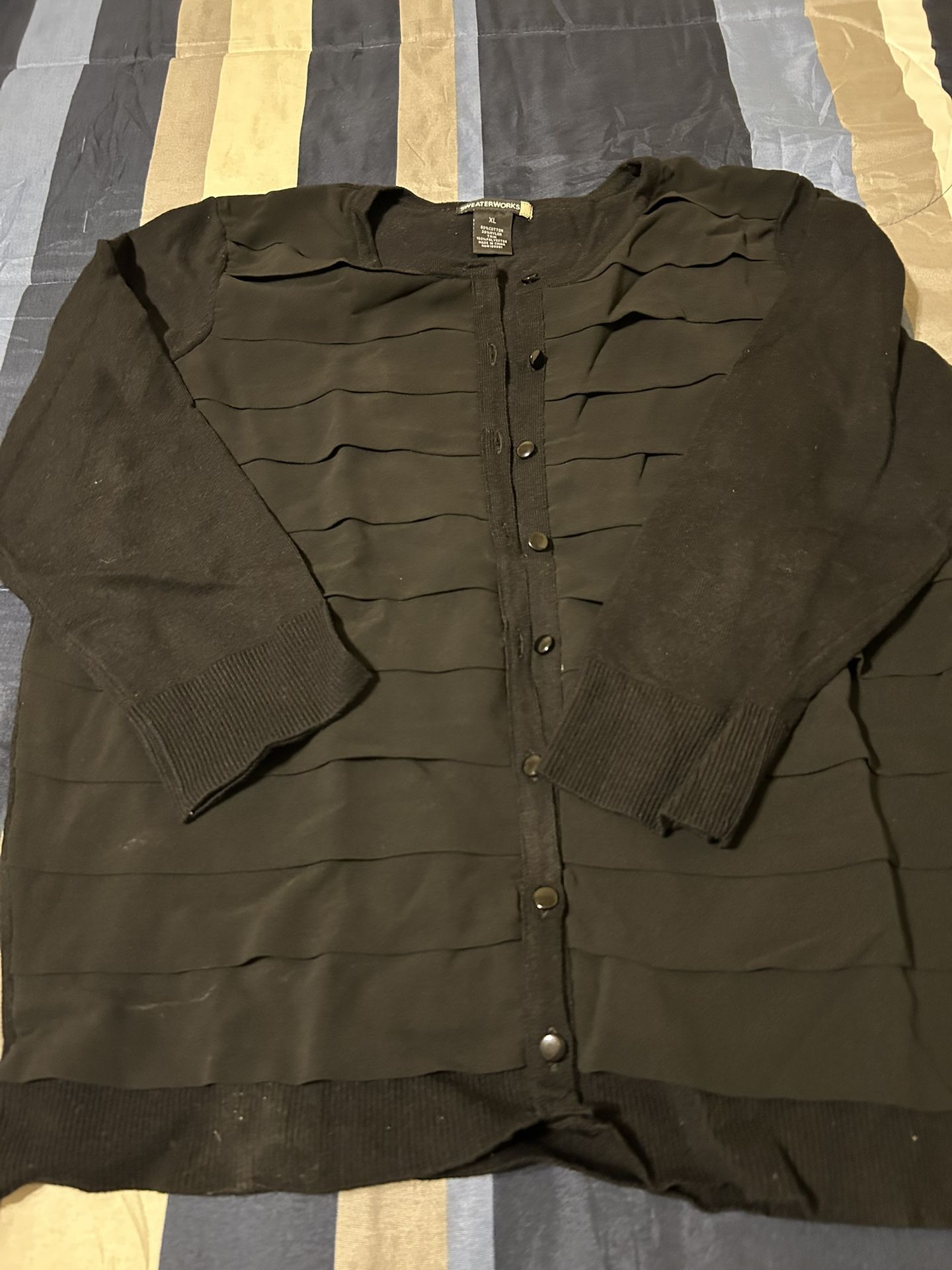 Cotton Ribbed Sweater And Beautiful Flower Cardigan Sweater