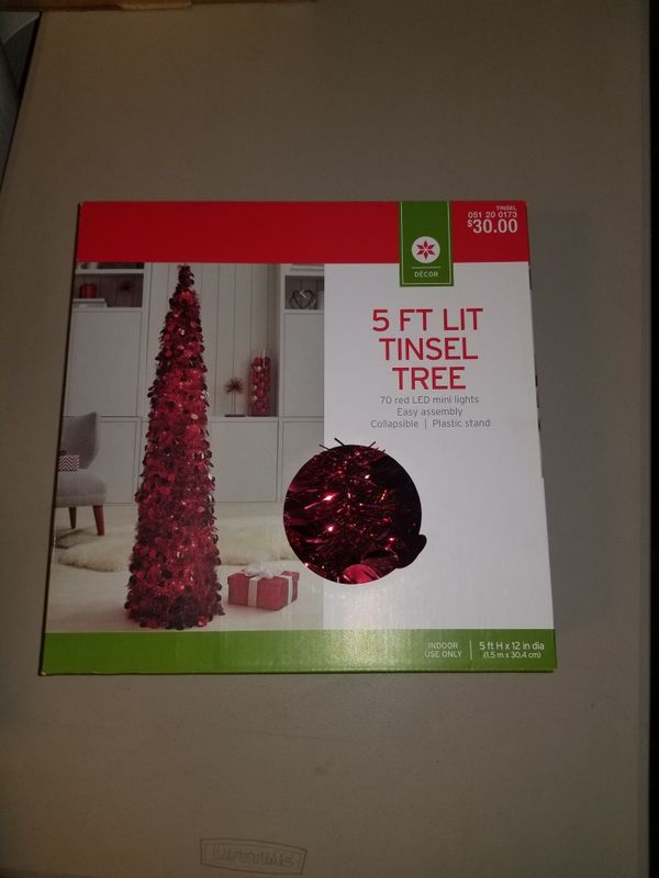 5 Ft Red Led Tinsel Tree 5 Ft Red Led Tinsel Tree