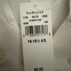 VAN HEUSEN FLEX FLEX3 SLIM FIT WHITE LONG SLEEVE DRESS SHIRT NEW WITH TAG MEN L