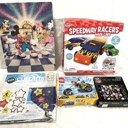 Brand New Different Items, Kids Toys, And Hobbies. Brands Include. (Legos, Rose Art Activities, Riddell Puzzles, Mickey Mouse Puzzle & HIH Cutouts.) 