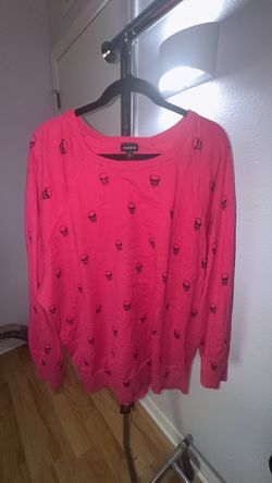 Torrid Hot Pink Skull Print Long Sleeve Crewneck Pullover Sweater - Size 4X