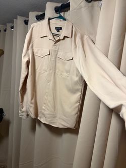 BoohooMAN Cream Long Sleeve Button-Up Shirt