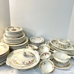56 pc ANTOINETTE Gold Trim TK Thun Bohemia Czechoslovokia China Set Serves 8