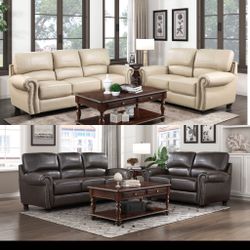 Leather couch and loveseats for $2000 brand new real leather