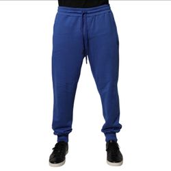 DOLCE & GABBANA Pants Blue Cotton Jogger Mid Waist Trouser