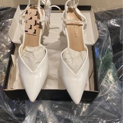 White Pointed Toe Tie Up The Leg Heels
