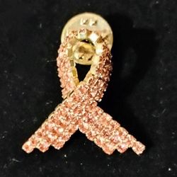 Pink Rhinestone Ribbon Breast Cancer Collectible Lapel Pin Vintage Collectible 