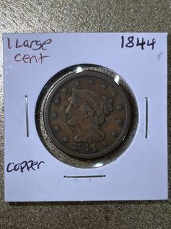 1844 US Braided Hair Large Cent Copper