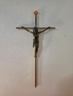 Vintage Jesus Crucifix Wall Hanging Religious DecorVintage Wall Cross 12" x 6" .