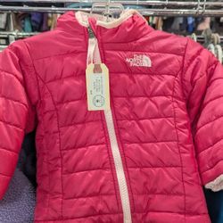 North Face Reversible Pink Rain Jacket Coat For Girls Toddler Size 18-24 Months 