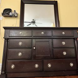 Wood Dresser And Mirror