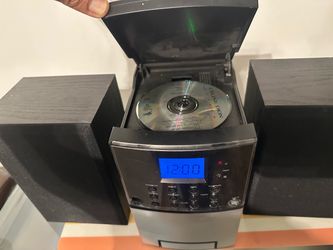 CD Stereo System with Speakers and Clock