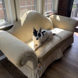 White Velveteen Vintage Couch