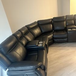 Black Leather Sectional 