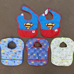 5 EUC Superman & Koala Baby waterproof pocket bibs