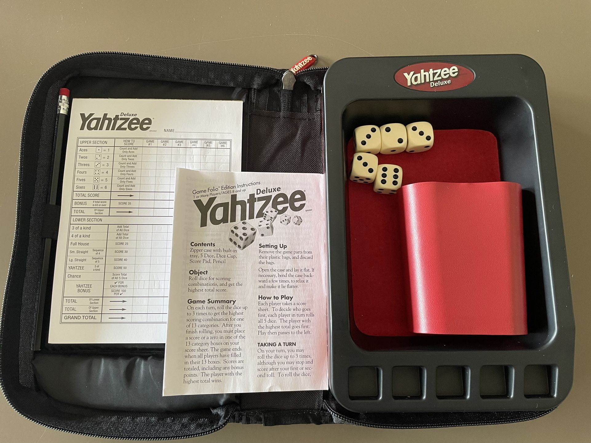 Yahtzee Deluxe Travel Game In Case