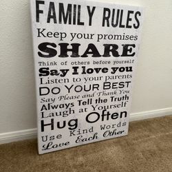 Family Rules Canvas Wall Art