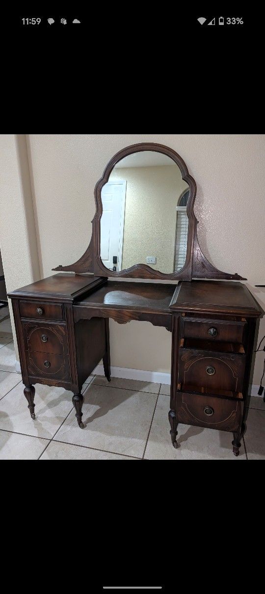 Antique Vanity/Mirror/Chair