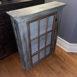 Wood Wall Shelf Cabinet Rustic Green/Gray