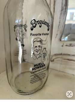 Broguiere’s HUELL HOWSER glass milk bottle/ California’s Gold