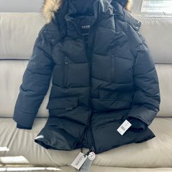 NOIZE Addie Faux Fur-Trim Quilted Parka BLACK , L