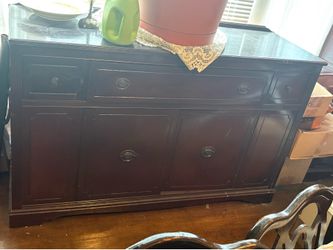 Vintage Hepplewhite Black Lacquer Sideboard / Buffet - Solid Wood