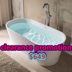 67” Freestangding Bathtub,Bath Tub, White Soaking Tub – Oval Acrylic Bathtubs cUPC Certified