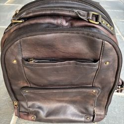 Solo Brown Leather Laptop Backpack 